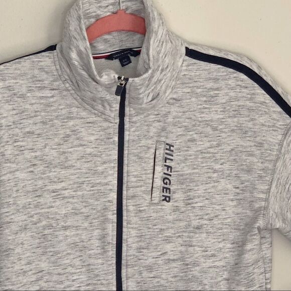 2/$30 TOMMY HILFIGER LIGHT GRAY Zip Up Knit Jacket - Picture 3 of 7